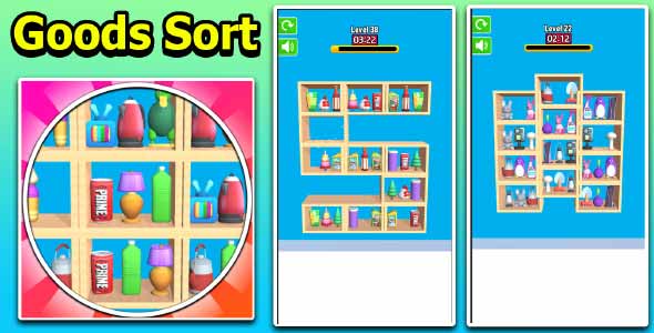 Goods Matching Sort 3D unity puzzle game source code unity sorting game template unity source code